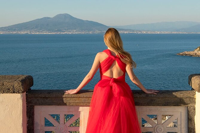 Private Flying Dress Photoshoot in Sorrento - Villa Comunale di Sorrento, Sea Views and a Mount Vesuvius Background