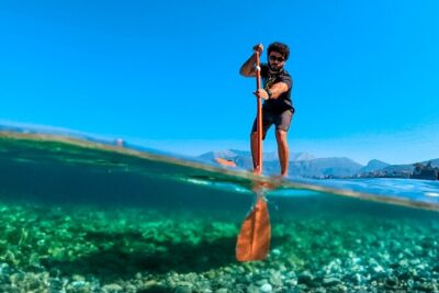 Small group paddle boarding tour to Bagni Regina Giovanna