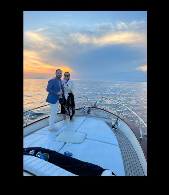 Sorrento: Luxury Private boat drinking & watching the sunset - Meeting at Bar Ruccio, Then Picking Up the Via Marina Piccola Route