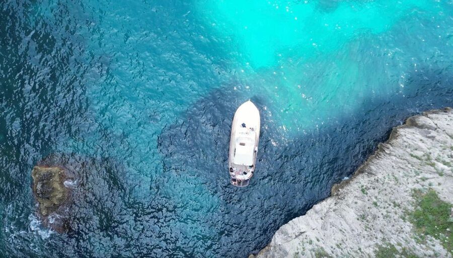 Sorrento: Luxury Private boat to Capri & visit Blue Grotto - Stop 1: Baths of Queen Giovanna, Saracen tower, and the waterfall moment