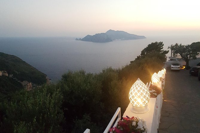 Sunset tour with Mercedes convertible Eclass from Sorrento peninsula or Positano - Sunset Stop for Positano: Cliff Views and Two Terrace Photo Moments